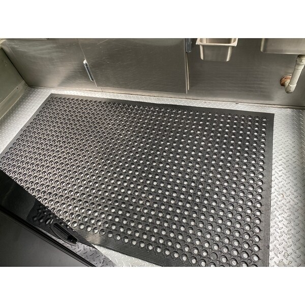 60x35 Heavy Duty Large Non-Slip Mat Bar Kitchen Industrial Multi-Functional Anti-Fatigue Drainage Rubber Non-Slip Hexagonal Mat Black 150x90cm 