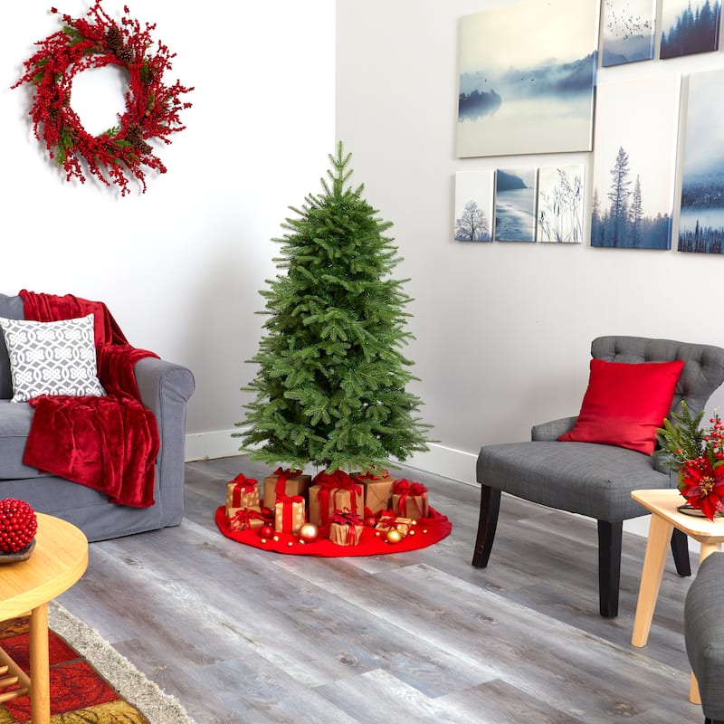5' Pre-Lit Vancouver Fir Artificial Christmas Tree, Clear LED Lights - 5 Foot