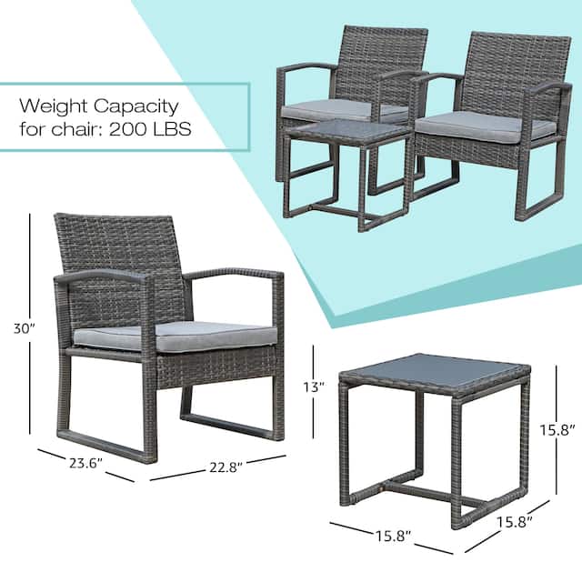3-pc. Outdoor Cushioned Wicker Chat Set