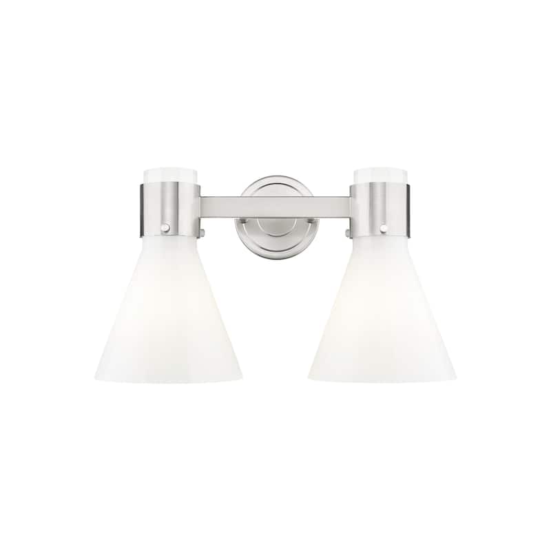 Innovations Lighting 464-2W-10-16 Lawton Cone Vanity Lawton Cone 2 - Satin Nickel / Gloss White