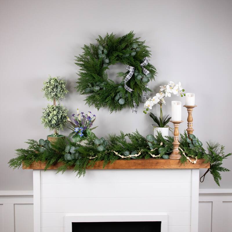 Mixed Pine Eucalyptus Artificial Christmas Wreath 24" Unlit