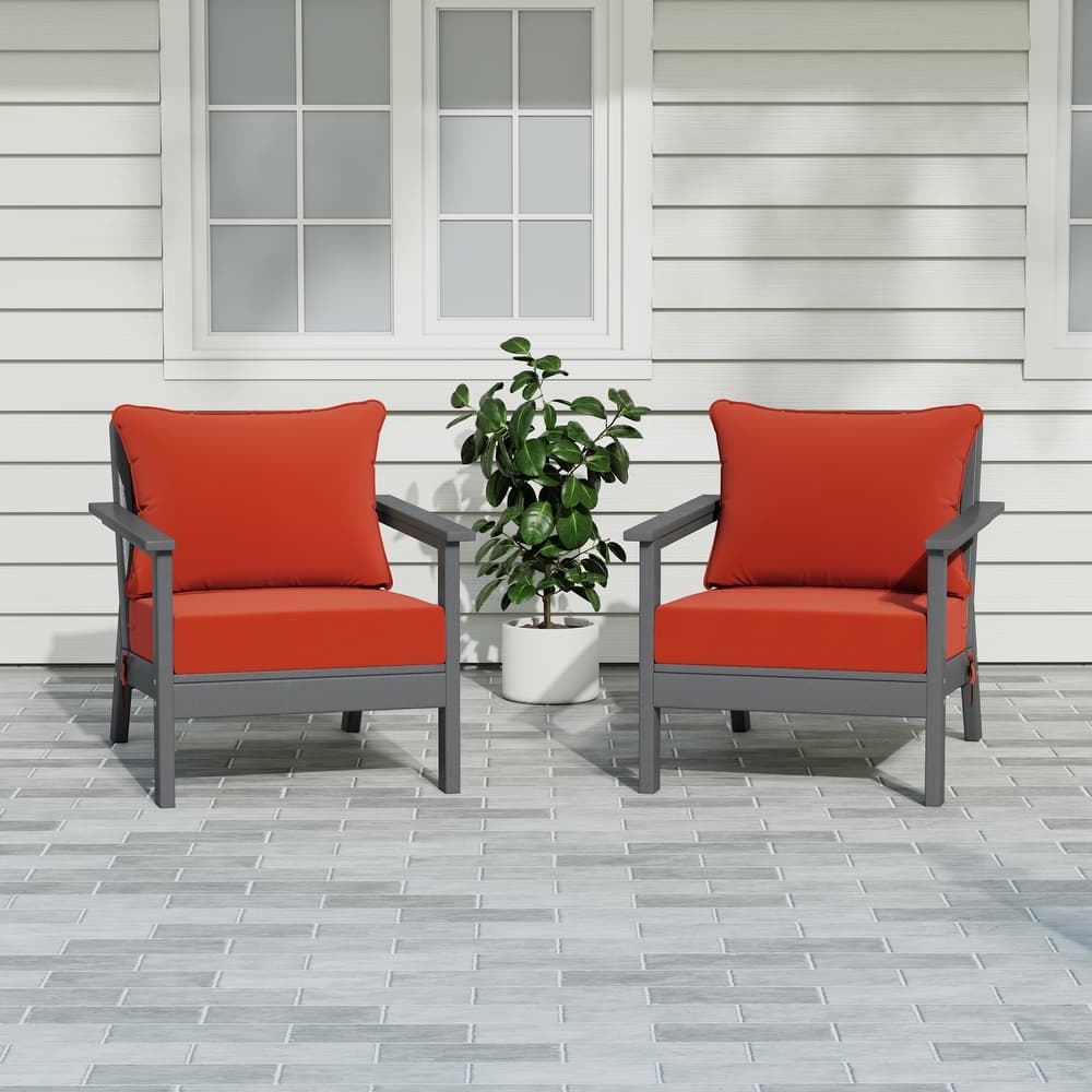 Birchwood All Weather HDPE Outdoor Patio Gray Deep Seating Conversation Set With Cushions (2-Piece)
