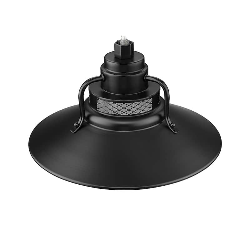 R Series 1-Light Stem Hung Railroad Shade - Satin Black - 14