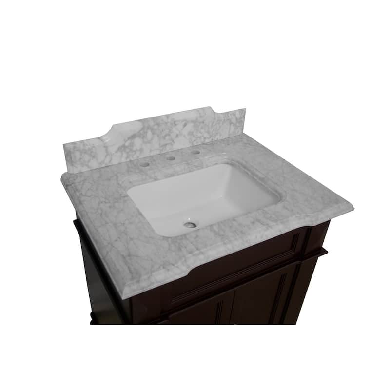 KitchenBathCollection Elizabeth 30" Bathroom Vanity with Carrara Marble Top