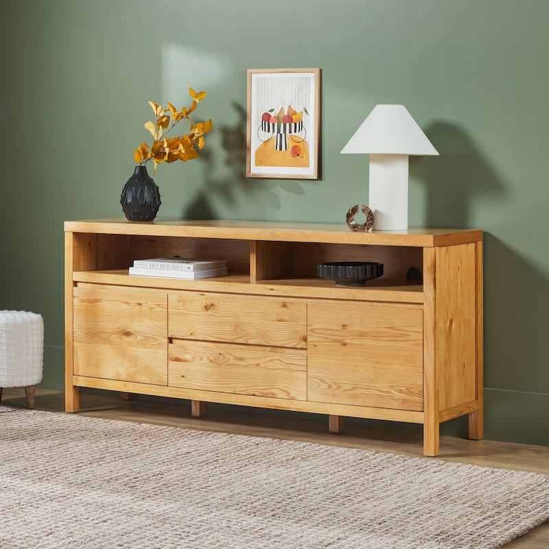 Middlebrook Farmhouse Rustic Solid Oak Wood 65" Sideboard with Storage