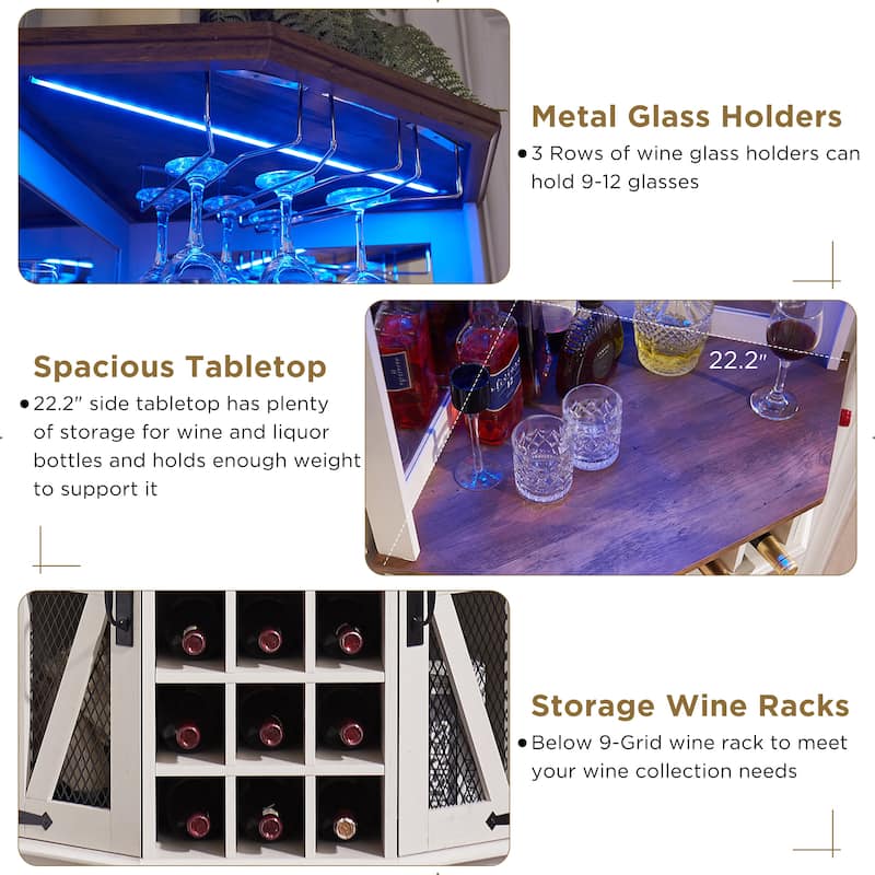 Farmhouse Corner Bar Storage Cabinet, Wine Bar Cabinet, Bar Cabinet