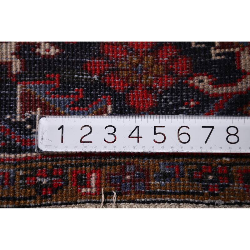 Geometric Heriz Vintage Persian Area Rug Hand-Knotted Wool Carpet - 10'4" x 12'9"