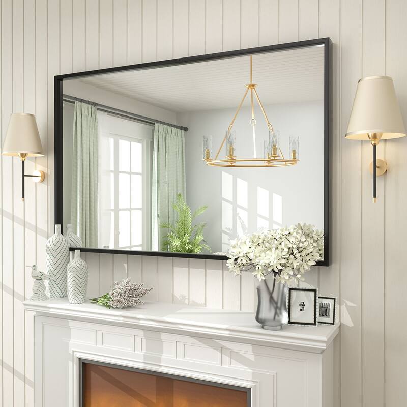 Aluminum Alloy Framed French Cleat Mounted Tempered Glass Wall Vanity Mirror