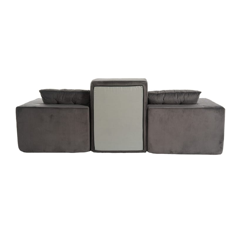 101.18" Corduroy Modular Sectional Sofa with Ottoman, No Assembly Required