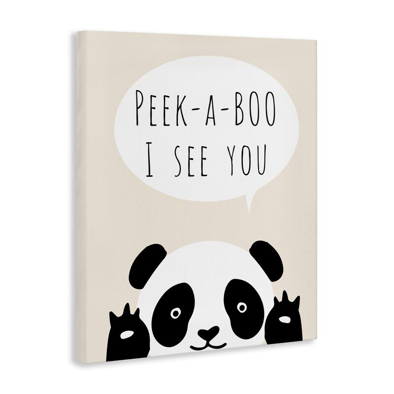 Stupell Peek-a-Boo Panda Bear Canvas Wall Art Design By Chen Alyesh