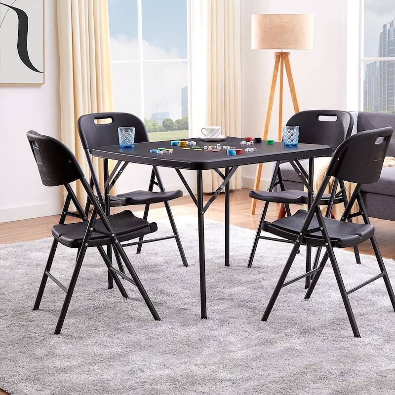 34" Folding Square Table Portable Plastic Dining Card Table for Kitchen or Outdoor Party Wedding Event