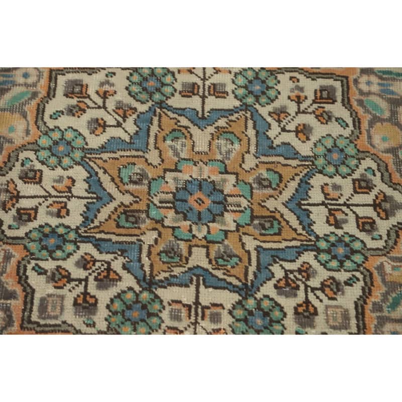 Hand Knotted Oriental 100% Wool Carpet Traditional Floral Oranges & Rust Tabriz Area Rug - 9' 5'' X 6' 4''