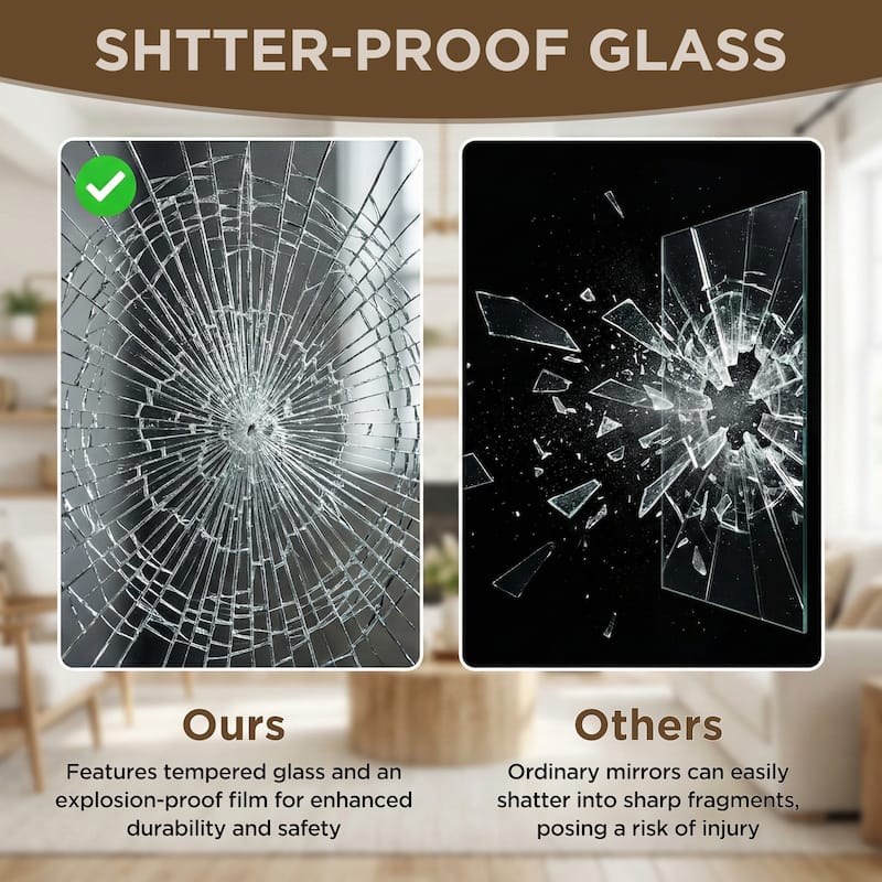 Solid Wood Arched Framed Windowpane Accent Mirror Wall Mirror