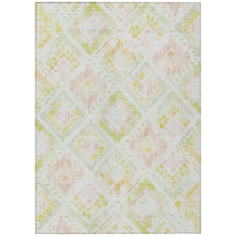 Machine Washable Indoor/ Outdoor Boho Brushstrokes Chantille Rug