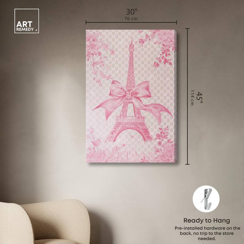 Ribbon Eiffel Tower Canvas by Art Remedy, Gallery Wrapped