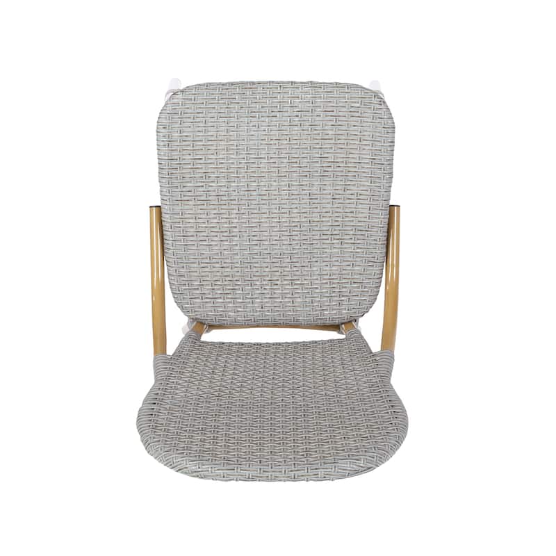 Arthur Outdoor French Cafe Chairs - Aluminum and Wicker - Gray/Bamboo Finish (Set of 2) - 17.75" L x 23.00" W x 34.50" H