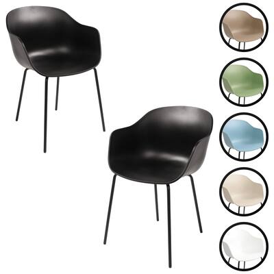 Furnish Theory Curve-K ML Indoor/Outdoor Dining Armchairs Arm Chairs w Polypropylene Shell & Powder-Coated Steel Legs (Set of 2)