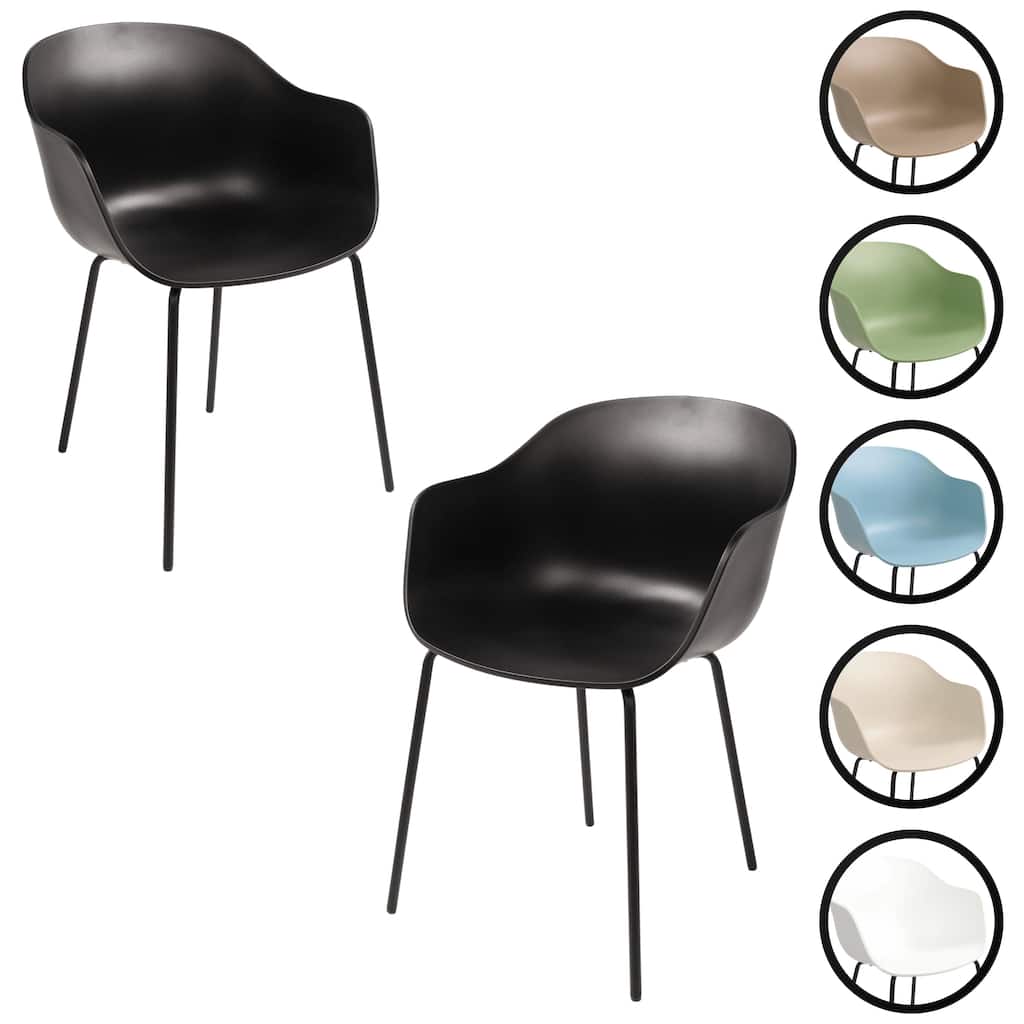 Furnish Theory Curve-K ML Indoor/Outdoor Dining Armchairs Arm Chairs w Polypropylene Shell & Powder-Coated Steel Legs (Set of 2)