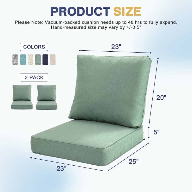 Aoodor Outdoor Seat/Back Cushion Set of 2