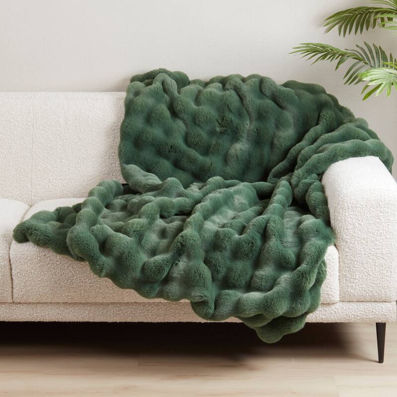 Plush Faux Fur Throw Blanket - Soft Lined Decorative Throw for Couch, Sofa, & Bed, 50"x60"