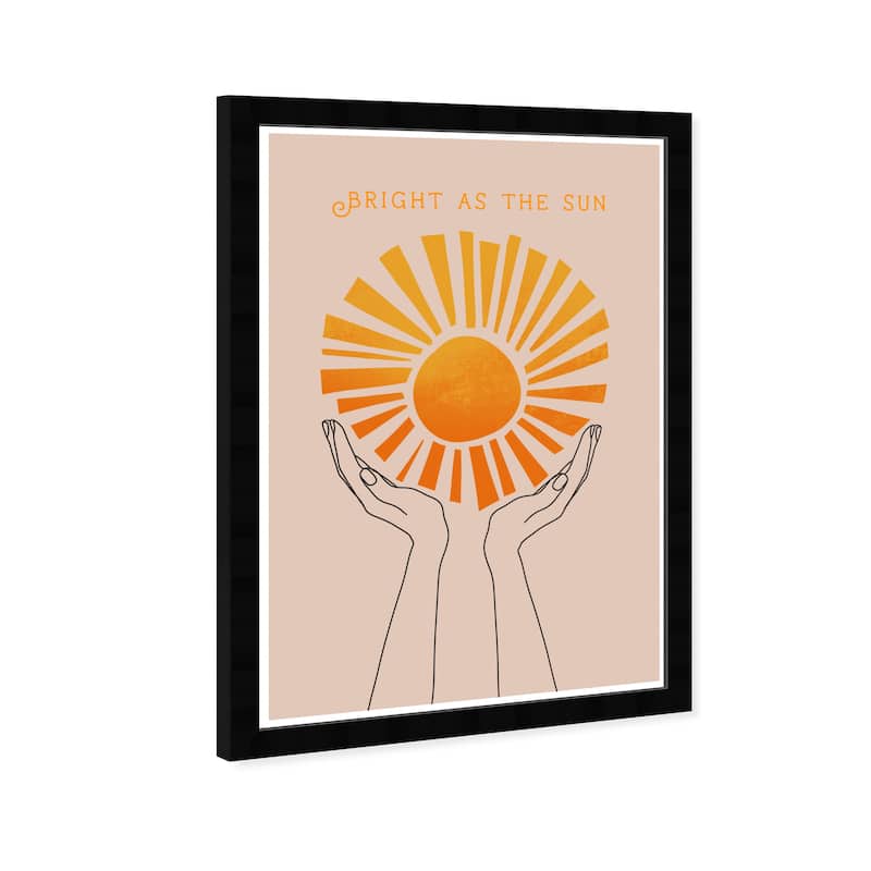 Wynwood Studio 'Bright As The Sun' Typography and Quotes Wall Art Framed Print Motivational Quotes and Sayings - Orange, Brown