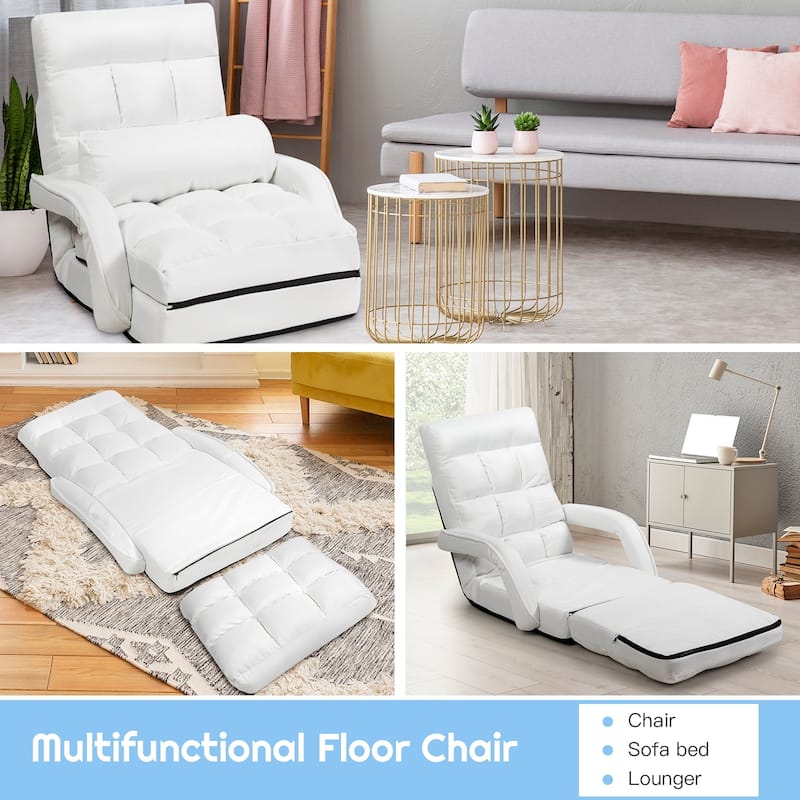 Folding Floor Massage Chair with Adjustable Backrest and Armrests