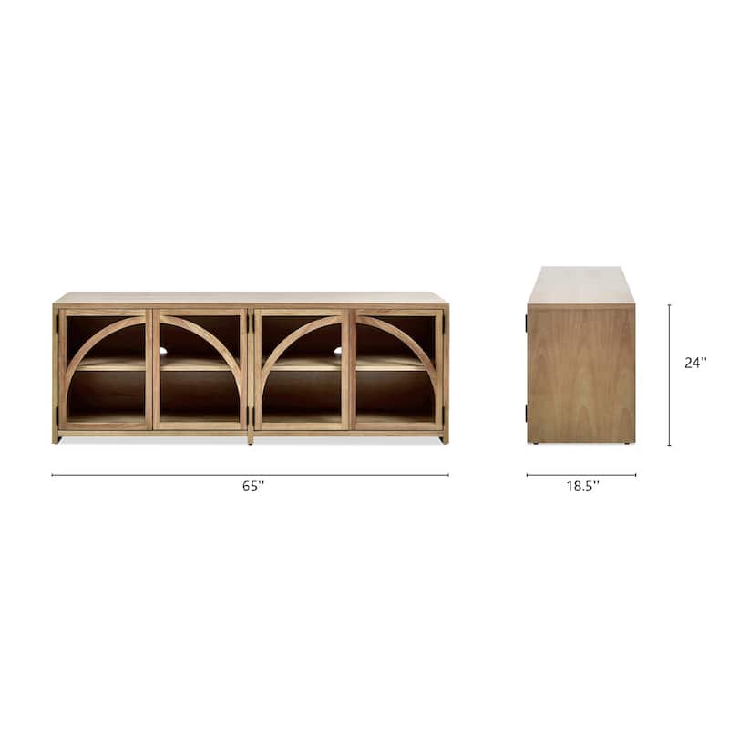 Oliver 65" Arched Door Open Shelf TV Stand Media Cabinet