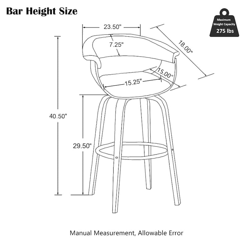 Glitzhome Set of 2 or 4 Modern Counter & Bar Height Wooden Swivel Bar Stools