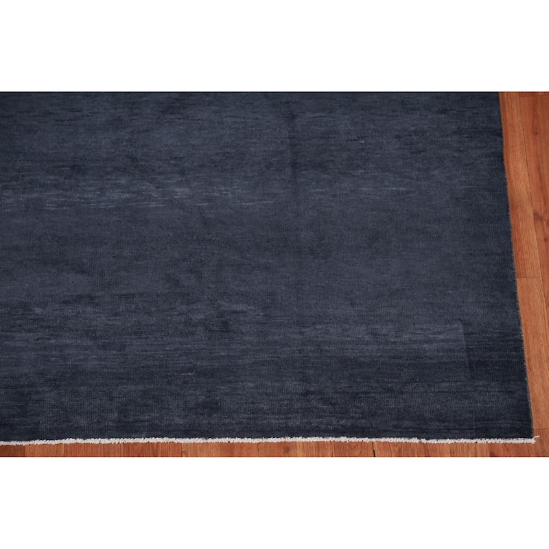 Hand Knotted Oriental 100% Wool Carpet Modern Solid Navy Blue & Blues Gabbeh Area Rug - 8' 4'' X 5' 11''