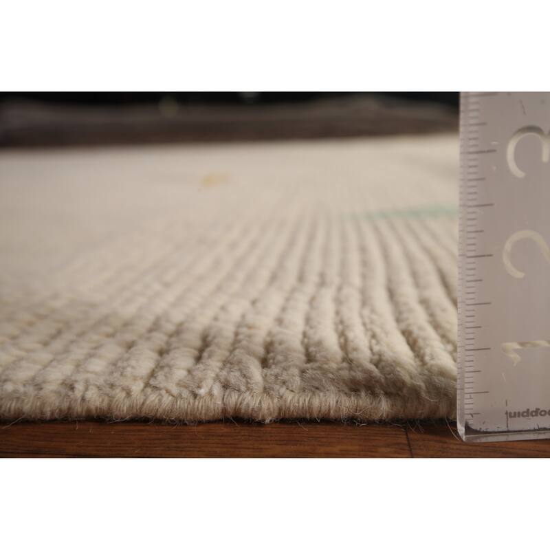 Ivory Palace Size Moroccan Oriental Area Rug Hand-Knotted Wool Carpet - 11'10"x 18'7"