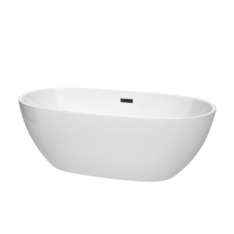 Wyndham Collection Juno 67" Free Standing Acrylic Soaking Tub with - White / Matte Black Trim