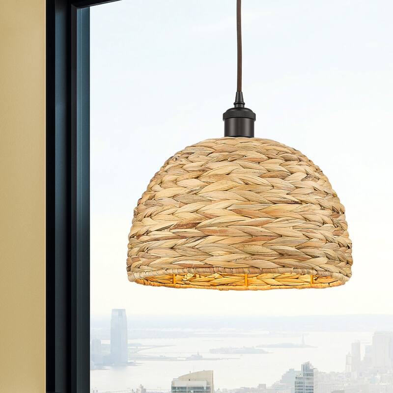 Innovations Lighting 516-1P-12-12 Woven Ratan Pendant Woven Ratan 12"