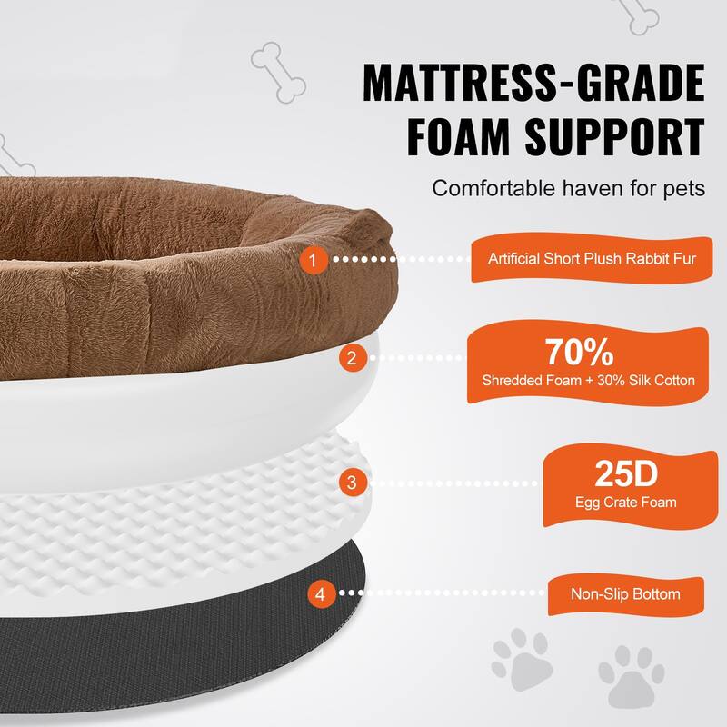 Brown Oval Shape Large Human Size Machine Washable Dog Bed with Zippered Cover Suitable for Any Room - 71.9 x 48 x 10 in