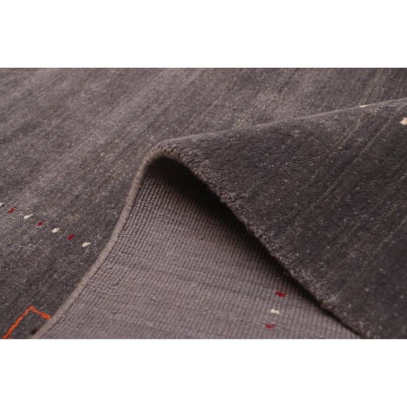 ECARPETGALLERY Hand Loomed Kashkuli Gabbeh Dark Grey Wool Rug - 5'2 x 6'11