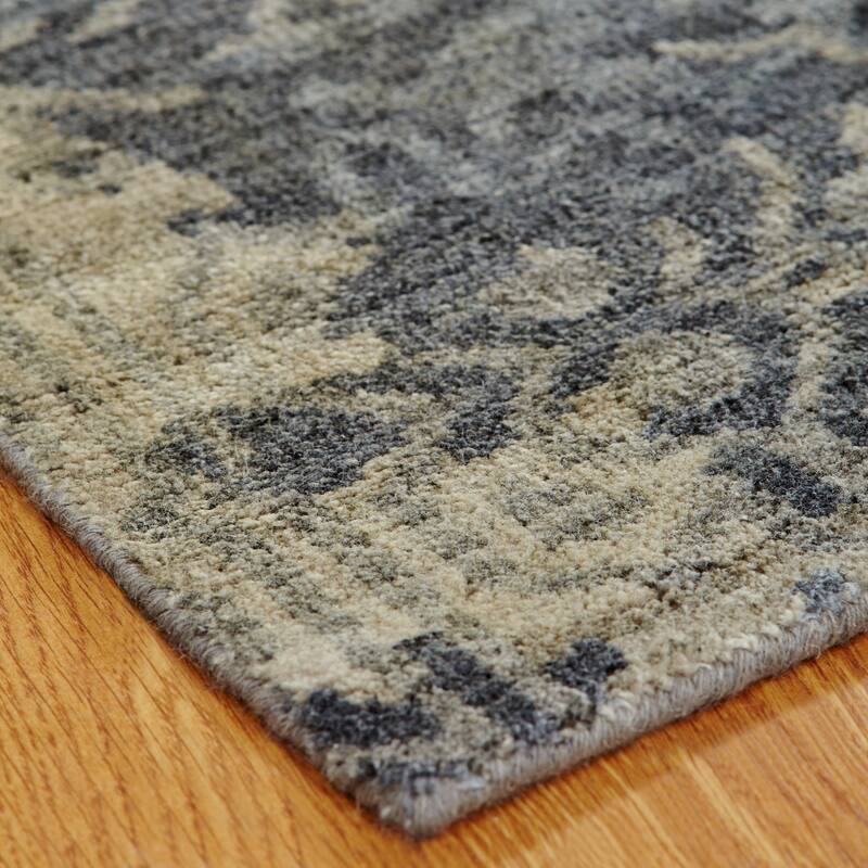 Modern Multi-Colored Hand-Knotted Wool & Viscose Area Rug