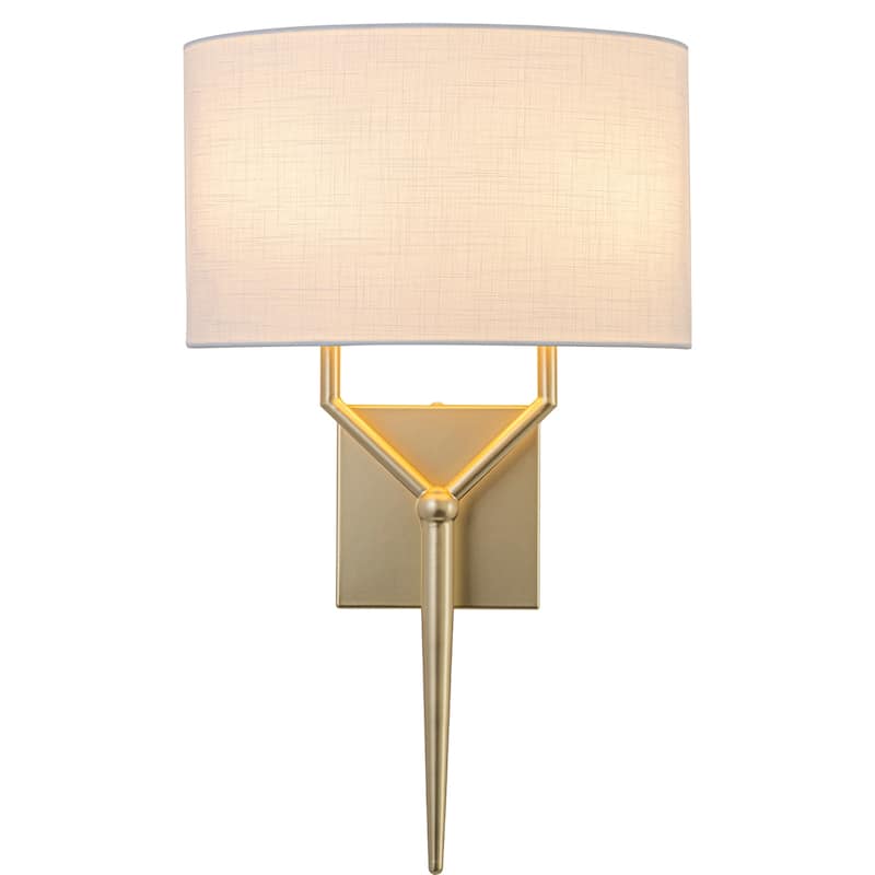 2-Light Y-Shaped Metal Frame Wall Sconce Half-Round Open Fabric Shade - Gold