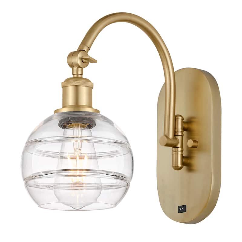 Innovations Lighting 518-1W-11-6 Rochester Sconce Rochester 11" Tall - Satin Gold / Clear