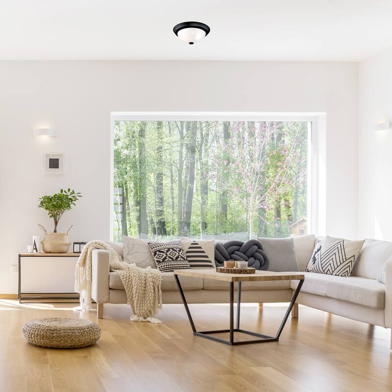 Design House 2 Pack 2-Light Indoor Dimmable Matte Black Ceiling Light with Alabaster Glass Shade