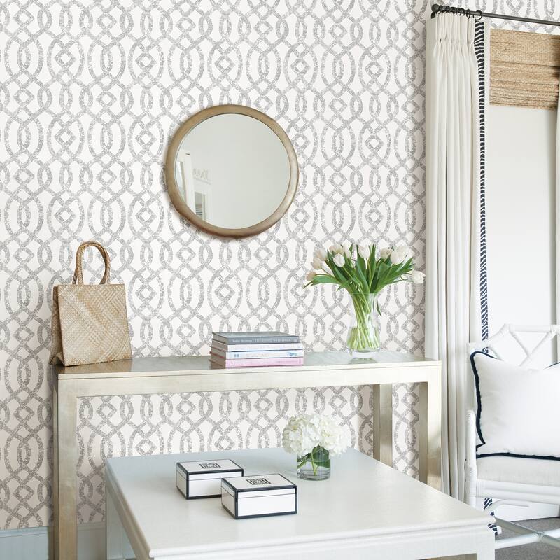 A-Street Prints Ethereal Silver Trellis Wallpaper