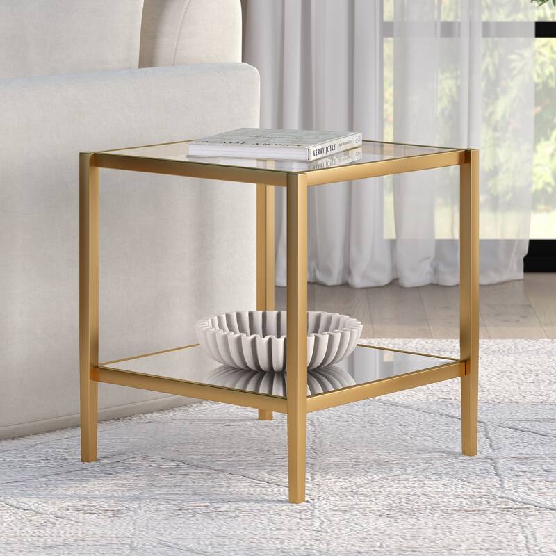 Hera 20" Wide Square Side Table with Mirror Shelf - 20" Wide