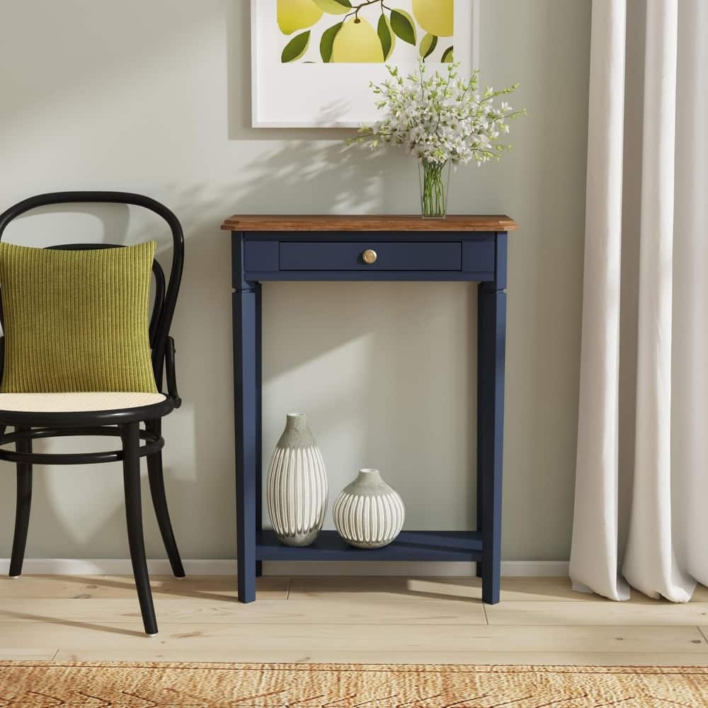 Marnie Two-tone 1-drawer Solid Wood Console Accent Table with Shelf by East at Main