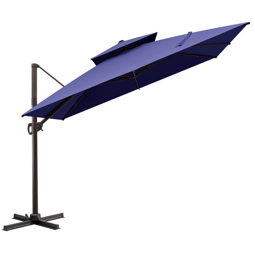 VredHom Dual Top Wind Vent 11x11Ft Aluminum Offset Cantilever Patio Umbrella