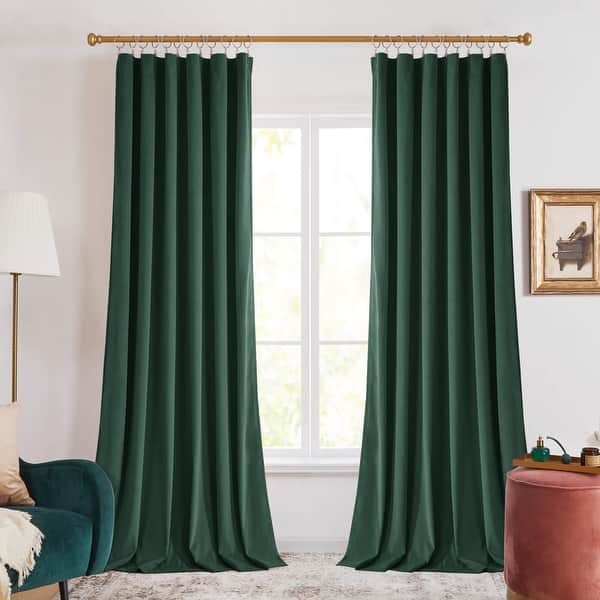 slide 2 of 10, Deconovo Velvet Room Darkening Curtain Panel, Thermal Insulated 52x108-1PC - Green