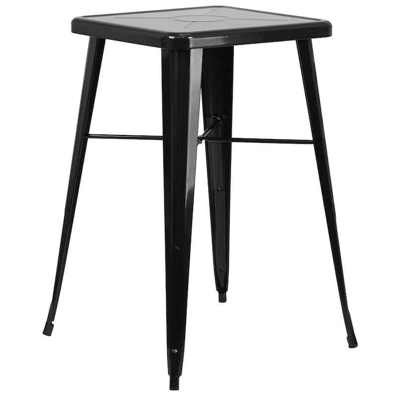 23.75-inch Square Metal Indoor-Outdoor Bar Table Set - 27.75"W x 27.75"D x 40"H