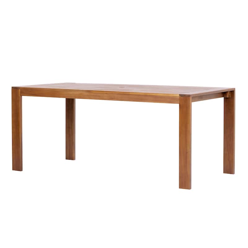 Christopher Knight Home - Orla Outdoor Acacia Wood Dining Set with Woven Rope Side Chairs & Rectangular Slat Table