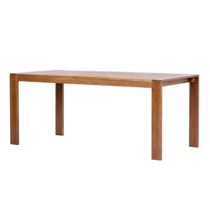 Christopher Knight Home - Teak Wooden Outdoor Dining Table with Slatted Water-Draining Top