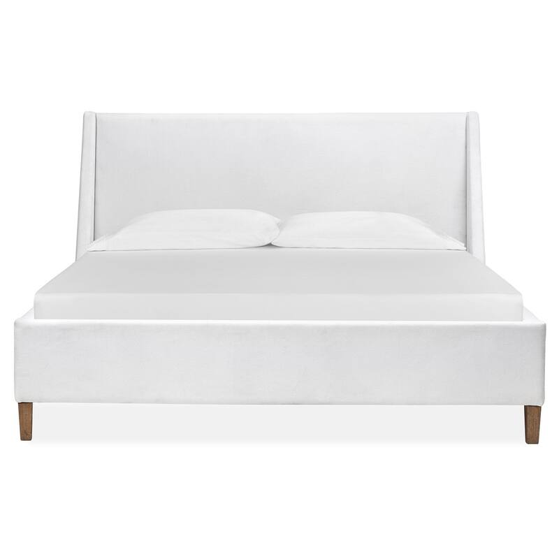 Magnussen Home Lindon Belgian Wheat And Coffee Bean White Upholstered Island Bed