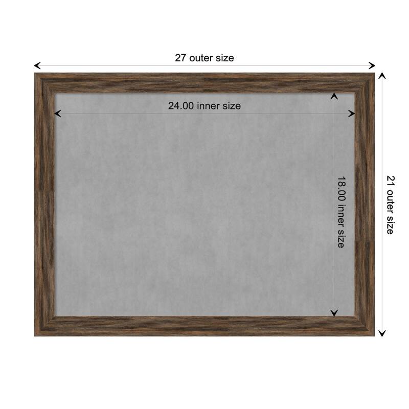 Amanti Art Regis Barnwood Mocha Narrow Framed Magnetic Board - Board Size 24x18