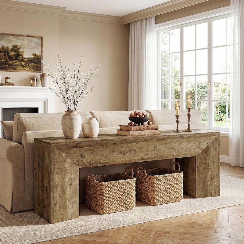 63-Inch TV Stand for 55/60/65/75" TVs, Rustic Brown Wood TV Console/Entertainment Center - 63" W x 13.8" D x 23.6" H