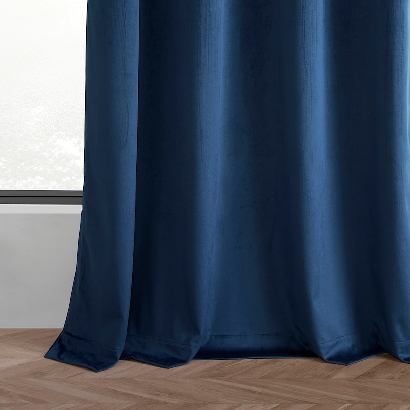 Exclusive Fabrics Basic Deluxe Velvet Curtains Pair - 2 Panels - Grommet Room Darkening Curtains